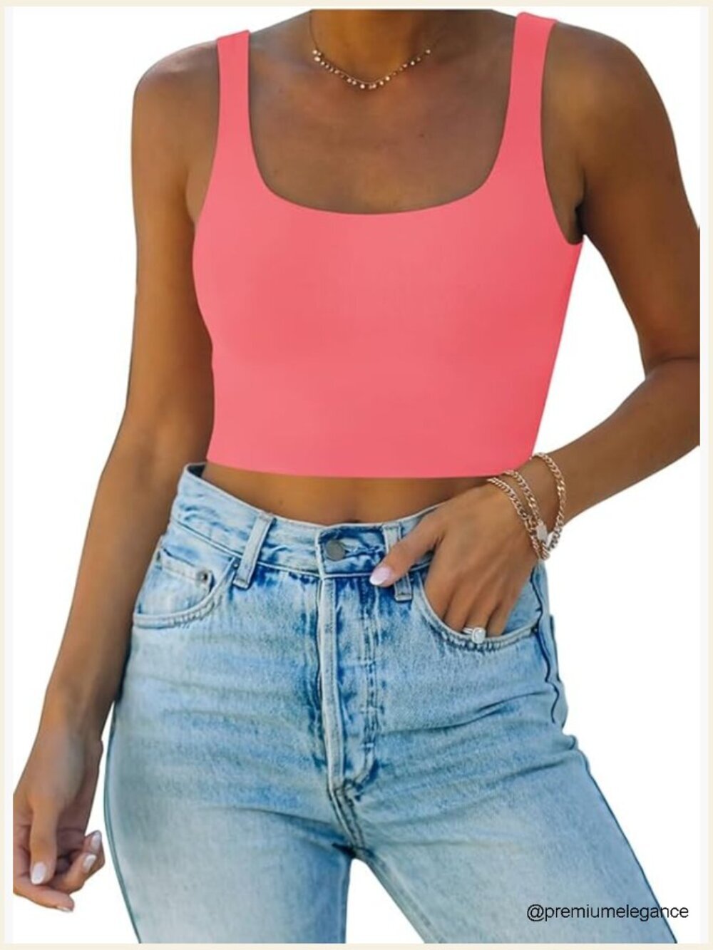 Double Lined Seamless Square Neck Sleeveless Crop Tank Yoga Basic Top